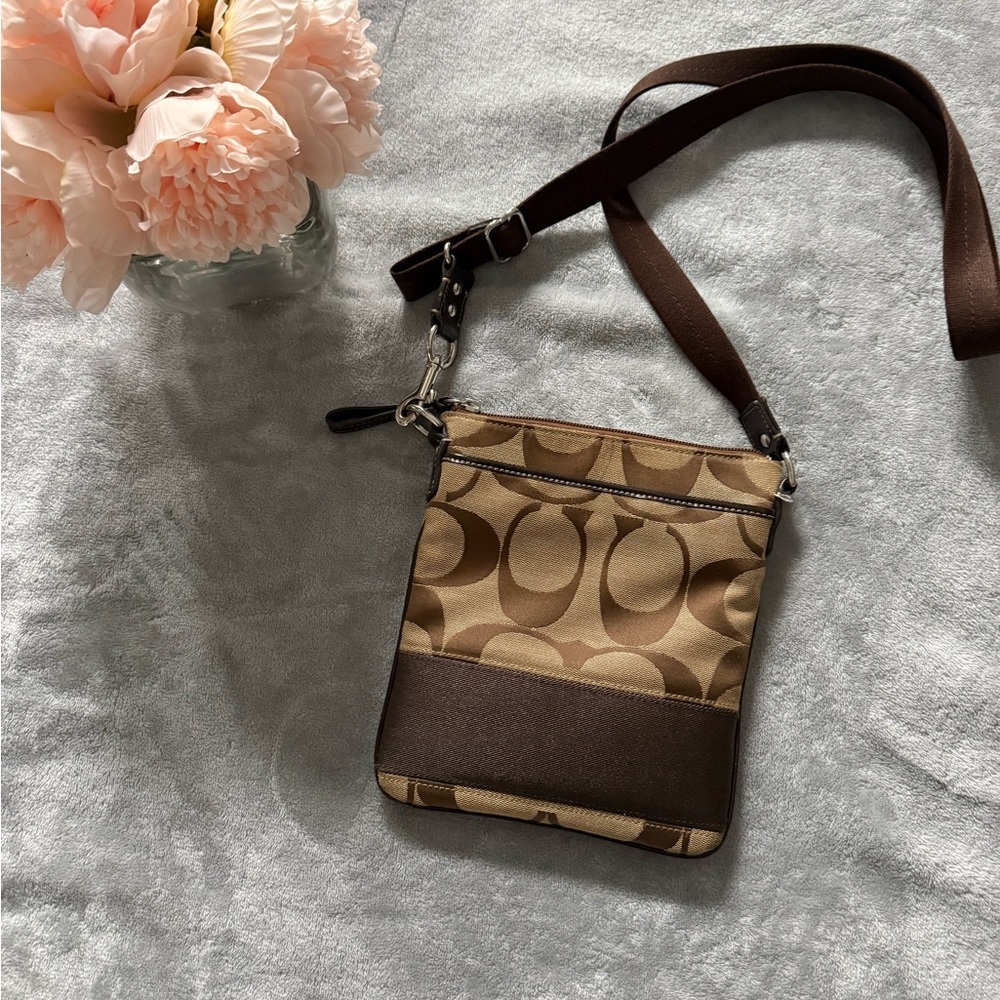 Coach Brown and Tan Crossbody Bag - Picture 1 of 3